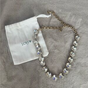J. Crew Gold Necklace with Clear Crystals